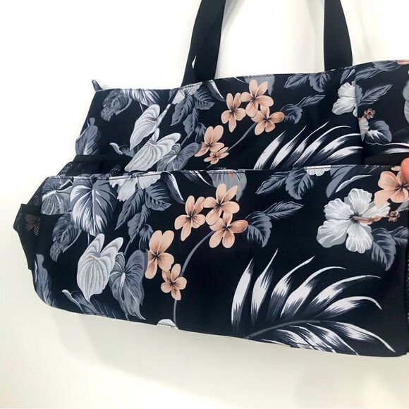 Esvan NEW Black Tropical Print Duffle Tote Beach Gym Bag - Picture 3 of 16